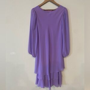 John’s Girl - Purple Tired ruffle midi dress